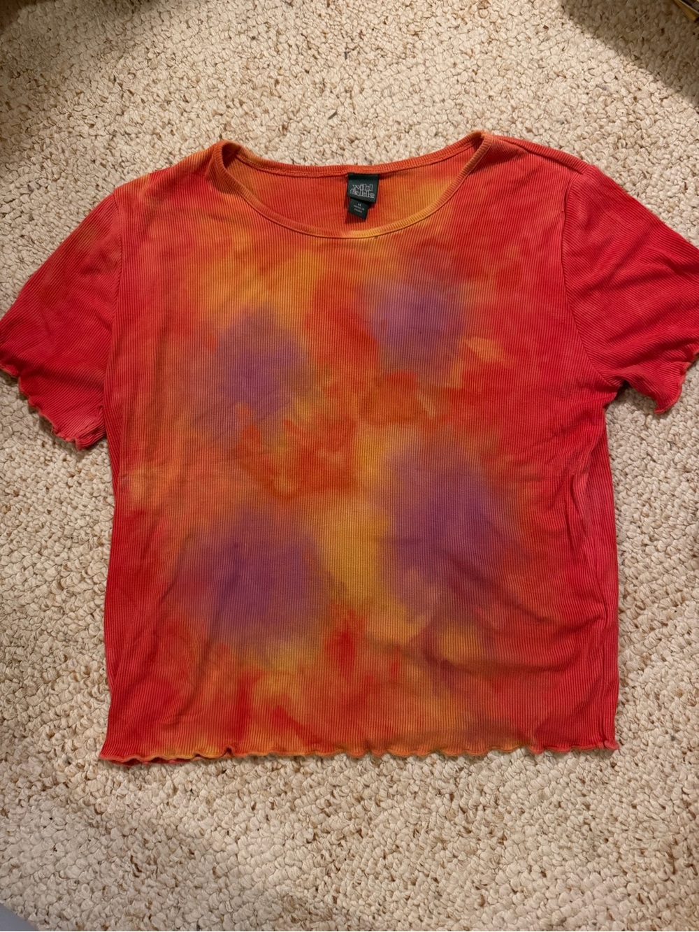 wild fable Red, Orange & Purple Tie-Dye Ribbed Crop Top